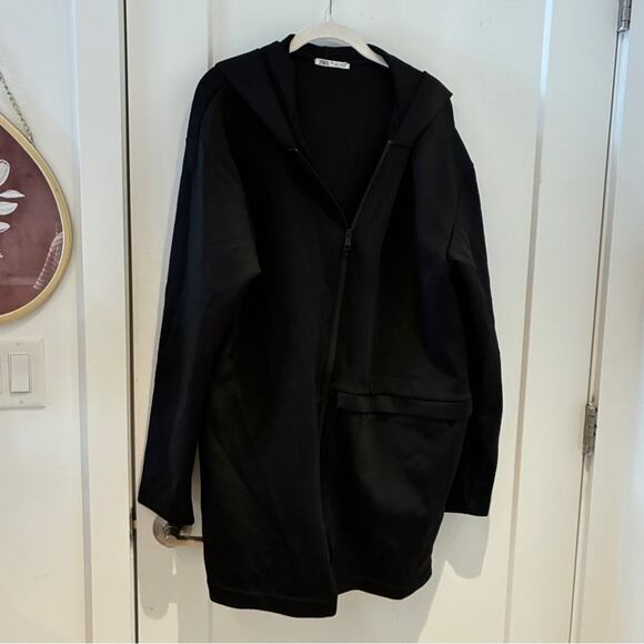 Zara Black Oversized Hooded Parka Large 4087/358/800 - Picture 3 of 11